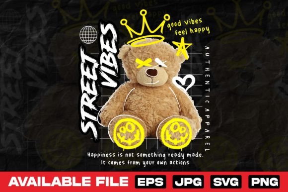 Cute Bear Doll Streetwear Graphics & T-Shirt Designs