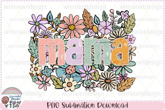 Mama Boho Flower Retro Sublimation Graphics for T-Shirt Designs