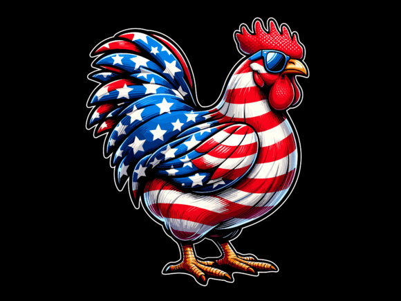 Merica Chicken 4th of July USA Flag Graphics