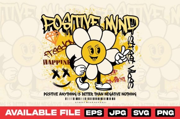 Positve Mind Cartoon Flower Urban Design Graphics