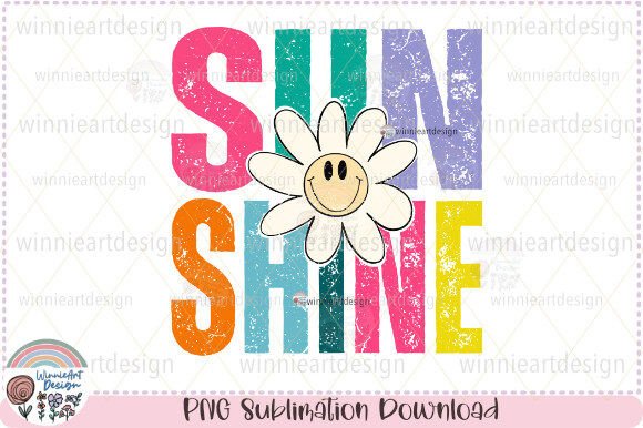 Sun Shine Retro Daisy Flower Smiley Face Graphics for T-Shirt Designs